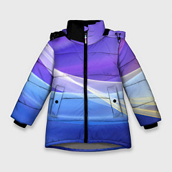 Куртка зимняя для девочки Фиолетовая и голубая абстракция, цвет: 3D-светло-серый