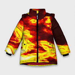 Куртка зимняя для девочки Огненное безумие, цвет: 3D-красный