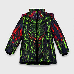 Куртка зимняя для девочки Green and red slime, цвет: 3D-черный
