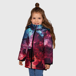 Куртка зимняя для девочки Кубы в красном и фиолетовом дыме, цвет: 3D-светло-серый — фото 2