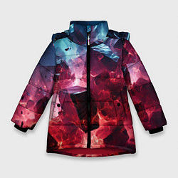 Куртка зимняя для девочки Кубы в красном и фиолетовом дыме, цвет: 3D-красный