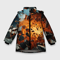 Куртка зимняя для девочки Большой взрыв камней, цвет: 3D-светло-серый