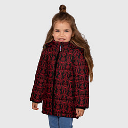 Куртка зимняя для девочки Чёрно-красный узоры, цвет: 3D-черный — фото 2