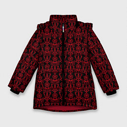 Зимняя куртка для девочки Чёрно-красный узоры