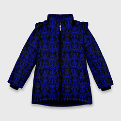 Куртка зимняя для девочки Чёрно-синий узоры, цвет: 3D-черный