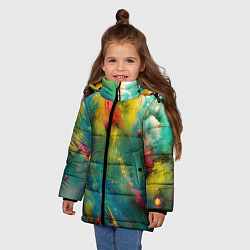 Куртка зимняя для девочки Абстрактные мазки краски, цвет: 3D-светло-серый — фото 2
