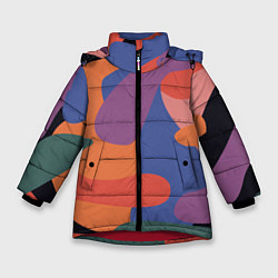 Куртка зимняя для девочки Цветные кляксы, цвет: 3D-красный