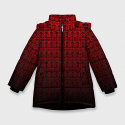 Зимняя куртка для девочки Красно-чёрный ажурный градиент