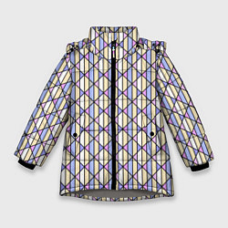 Куртка зимняя для девочки Геометрический светло-сиреневый, цвет: 3D-светло-серый