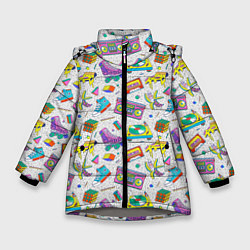 Куртка зимняя для девочки Ностальгия 90 ретро, цвет: 3D-светло-серый