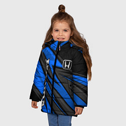 Куртка зимняя для девочки Honda motors - синяя спортивная абстракция, цвет: 3D-черный — фото 2