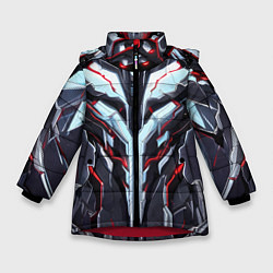 Куртка зимняя для девочки Красный кибер доспех, цвет: 3D-красный