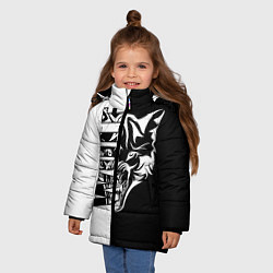 Куртка зимняя для девочки Волк - чёрно белое, цвет: 3D-черный — фото 2