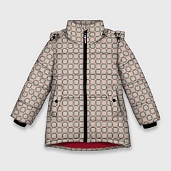Куртка зимняя для девочки В клетку стиль 60-х, цвет: 3D-красный
