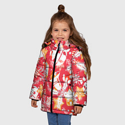 Куртка зимняя для девочки Рождественские узоры колокольчики, цвет: 3D-светло-серый — фото 2