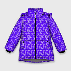 Зимняя куртка для девочки Паттерн маленькие сердечки фиолетовый