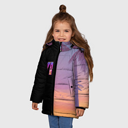 Куртка зимняя для девочки GTA 6 пальмы, цвет: 3D-черный — фото 2