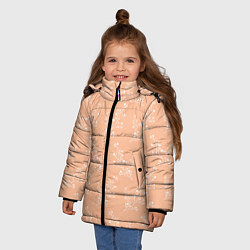 Куртка зимняя для девочки Белые ветки на персиковом фоне, цвет: 3D-черный — фото 2