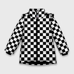 Зимняя куртка для девочки Шахматное поле чёрно-белый
