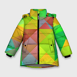 Куртка зимняя для девочки Разноцветные фигуры, цвет: 3D-светло-серый