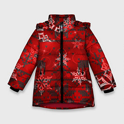 Зимняя куртка для девочки Рождественские узоры снежинки