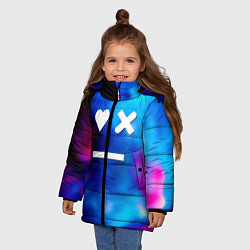 Куртка зимняя для девочки Love death and robots serial gradient, цвет: 3D-светло-серый — фото 2