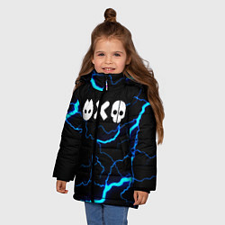 Куртка зимняя для девочки Любовь смерть и роботы гроза шторм, цвет: 3D-черный — фото 2