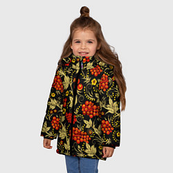 Куртка зимняя для девочки Русский узор с позолотой, цвет: 3D-красный — фото 2