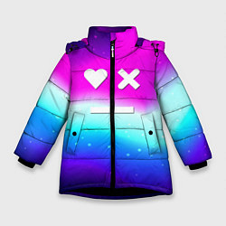 Куртка зимняя для девочки Love death robots neon gradient serial, цвет: 3D-черный