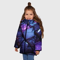 Куртка зимняя для девочки Фиолетовые неоновые плиты, цвет: 3D-черный — фото 2