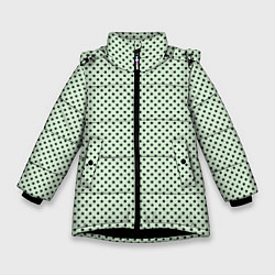 Куртка зимняя для девочки Светло-салатовый паттерн маленькие звёздочки, цвет: 3D-черный