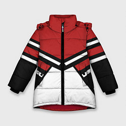 Куртка зимняя для девочки Советский спорт с полосами, цвет: 3D-красный