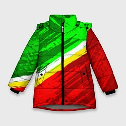 Куртка зимняя для девочки Расцветка Зеленоградского флага, цвет: 3D-светло-серый