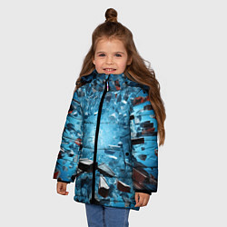 Куртка зимняя для девочки Взрыв мелких плит, цвет: 3D-светло-серый — фото 2