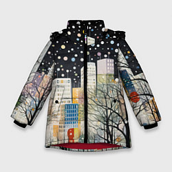 Зимняя куртка для девочки Новогодний ночной город