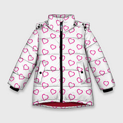 Куртка зимняя для девочки Паттерн сердце, цвет: 3D-красный