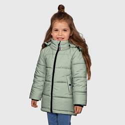 Куртка зимняя для девочки Однотонный серо-зелёный текстура, цвет: 3D-светло-серый — фото 2