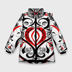 Куртка зимняя для девочки Цветные узоры, цвет: 3D-черный