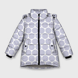 Куртка зимняя для девочки Ретро круги контурные, цвет: 3D-светло-серый
