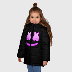 Куртка зимняя для девочки Маршмеллоу розовый градиент лого, цвет: 3D-светло-серый — фото 2