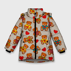 Зимняя куртка для девочки Мишки в свитерах и сердечки