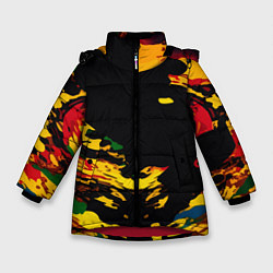 Куртка зимняя для девочки Черная абстрактная дыра, цвет: 3D-красный