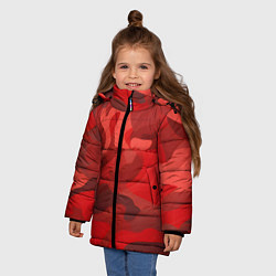Куртка зимняя для девочки Красный камуфляж крупный, цвет: 3D-светло-серый — фото 2