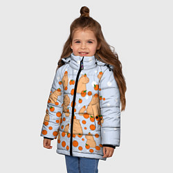 Куртка зимняя для девочки Мем капибара и мандарины, цвет: 3D-черный — фото 2