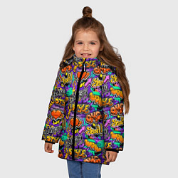 Куртка зимняя для девочки Graffiti style, цвет: 3D-черный — фото 2