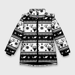 Зимняя куртка для девочки Новогодний свитер с оленями