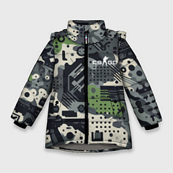 Куртка зимняя для девочки Counter Strike go - pattern, цвет: 3D-светло-серый