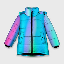 Куртка зимняя для девочки Неоновые голографические линии, цвет: 3D-черный