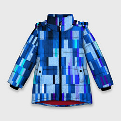Куртка зимняя для девочки Синий глитч, цвет: 3D-красный