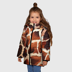 Куртка зимняя для девочки Пятнистый мех жирафа, цвет: 3D-красный — фото 2